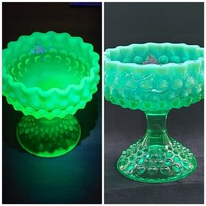Fenton RARE emerald opalescent compote